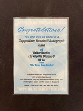 Topps Now Dodgers Walker Buehler Auto Auto Sign
