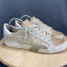 Dolce Vita Zina Sneakers W9.5 Beige Metallic Tri-Gold Snake Leather Athleisure