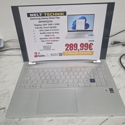 Samsung Galaxy Book Flex NP950QCG 256GB SSD 8GB RAM Touch i5-1035G4 Silber