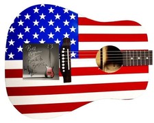 Bill Wyman Autographed CD Cover USA Flag Acoustic Guitar