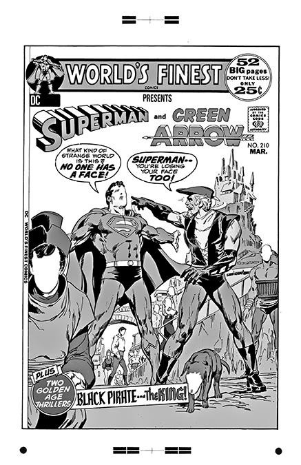 Neal Adams World's Finest #210 Rare Large Production Art Cover Mono