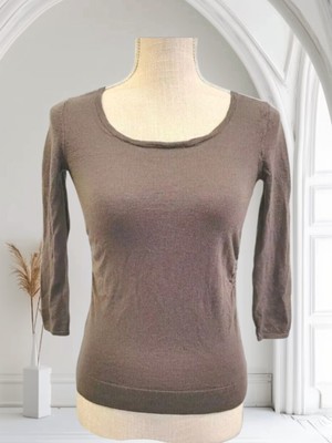 Ann Taylor Loft Sweater Size XS Pure Extrafine Italian Merino Wool Gray 3/4 Slv