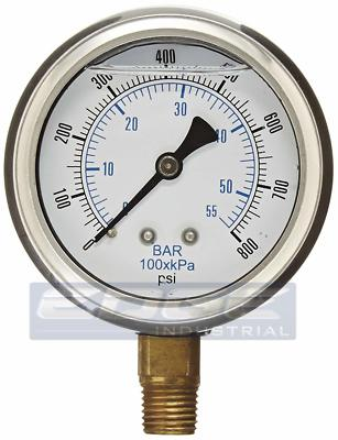 #ad LIQUID FILLED PRESSURE GAUGE 0 800 PSI 2.5quot; FACE 1 4quot; NPT LOWER MOUNT WOG $22.00