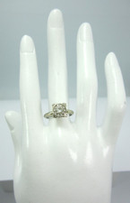 VINTAGE HALO 14K WHITE GOLD DIAMOND ENGAGEMENT RING .35CT. SIZE 6 3.8G