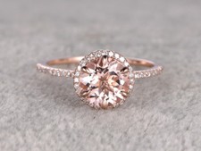 1ct Round Cut Morganite Simulated Diamond Accent Ring 14k Rose Gold Plated