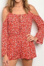 Red Sunset Floral Romper