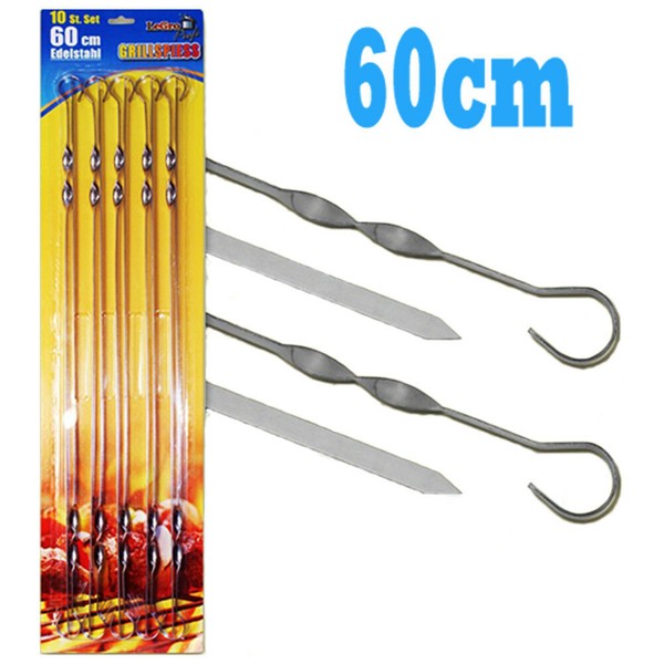 Edelstahl GrillspießE 10 StüCk 60Cm SchaschlikspießE GrillzubehöR Grill SpießE-image