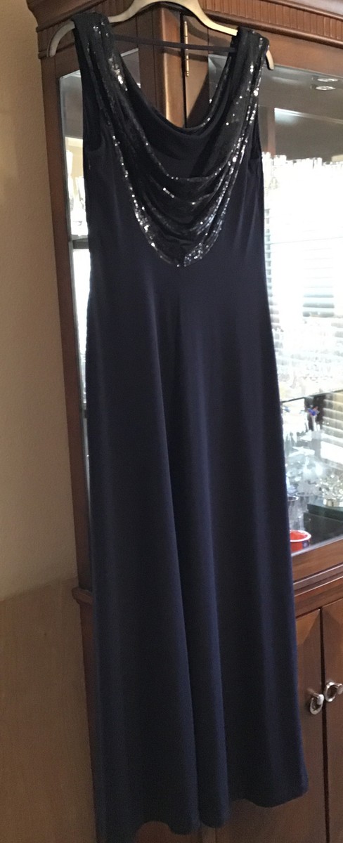Calvin Klein Dress 6 Long MAxi Wedding Party Navy Blue Super Elegant