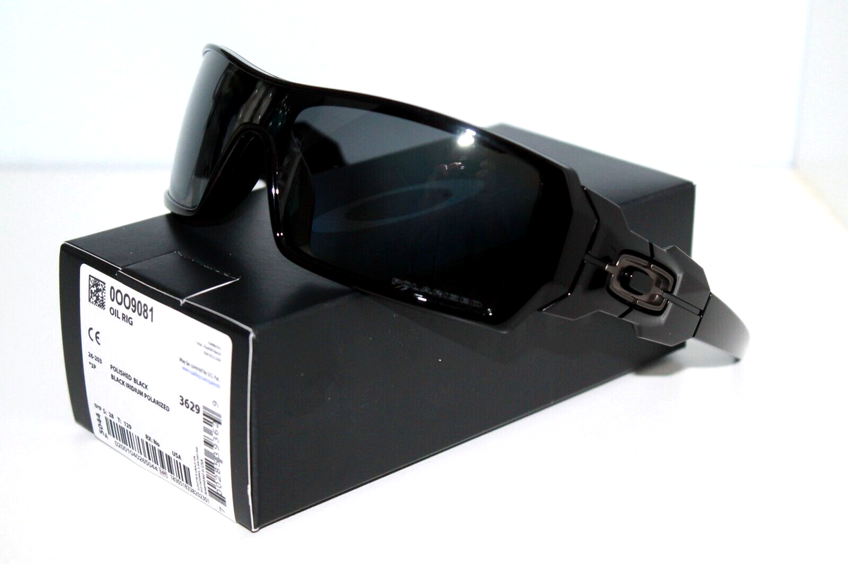 OAKLEY Oil Rig POLARIZED Sunglasses 26-203 Polished Black W/ Black