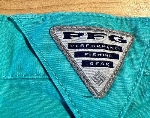 Columbia Men’s 30W 6”Inseam Shorts Logo Flat Front 100% Cotton Teal NWT - Picture 9 of 11
