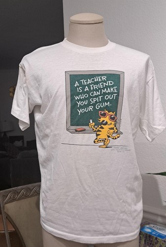 Vtg 80s A Teacher Is A Friend That Can Make You Spit Out Your Gum T-shirt XL - Picture 2 of 4