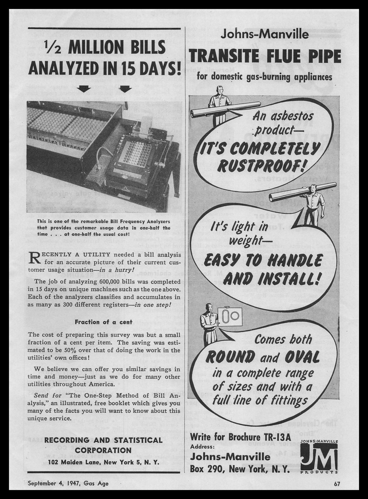 1947 Recording Statistical Corp. New York Photo Bill Frequency Analyzer Print Ad