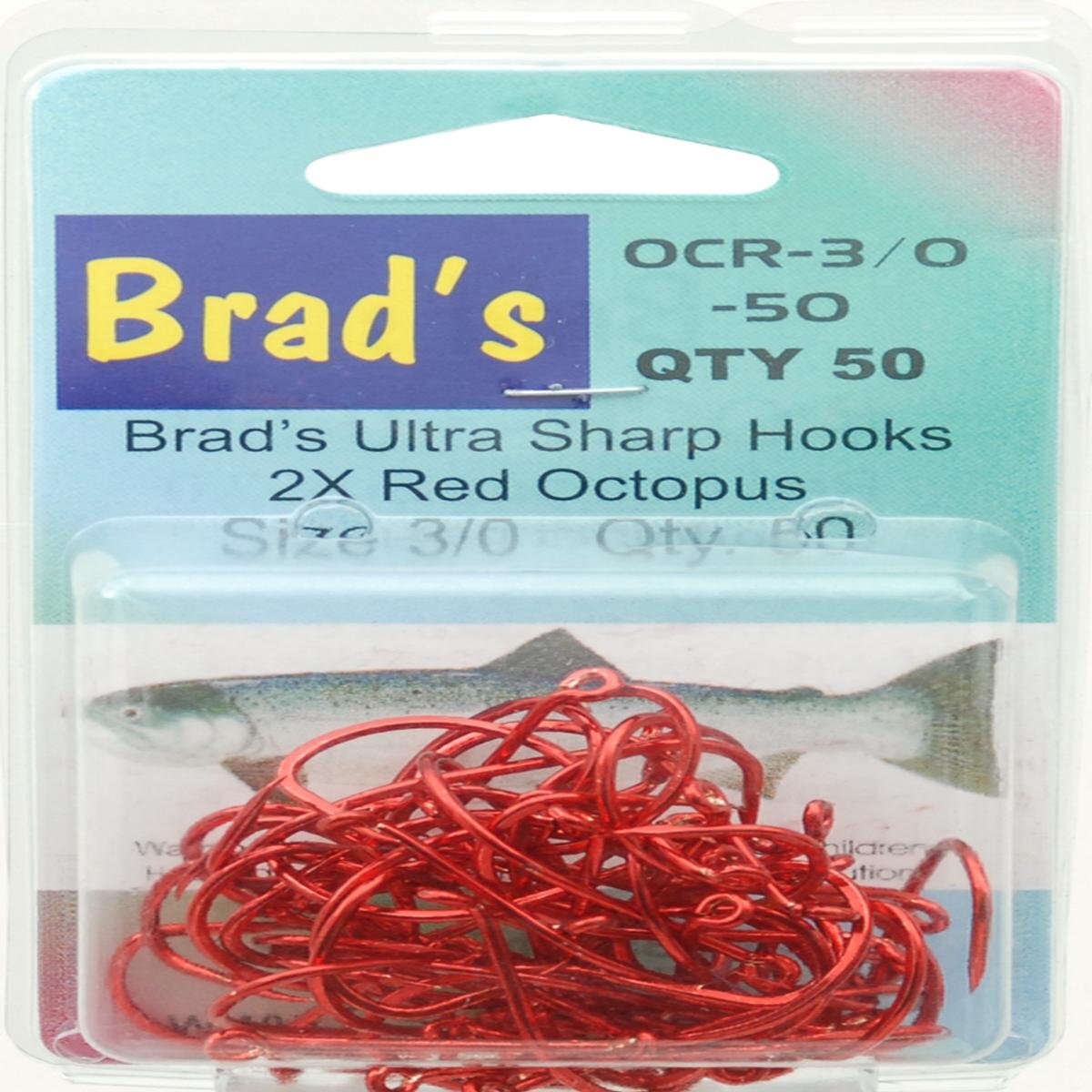 Brad's Killer Fishing Gear Octopus Hooks (Pack of 50), Red, Size 3/0 eBay