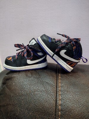 Nike Air Jordan 1 Mid SE Tiger Stripe Black White Rush Violet Size 4c Baby