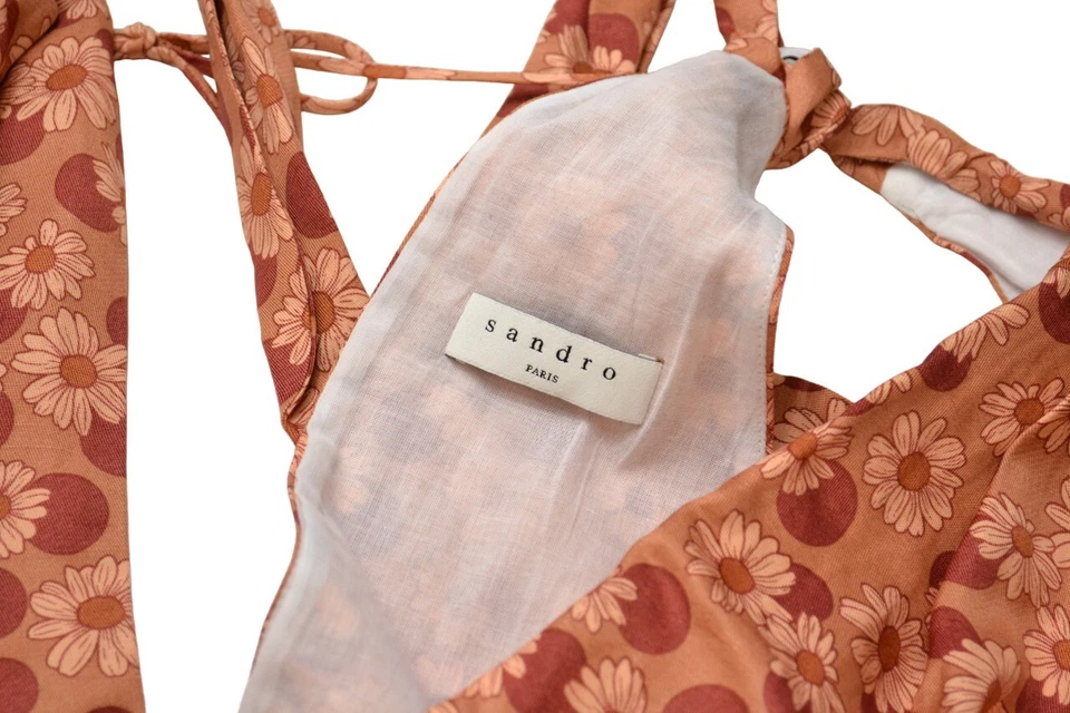 SANDRO Jumpsuit Damen (EU) 34 Ärmellos Leinenmischung Blumenmuster V-Ausschnitt - Bild 4 von 4