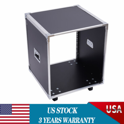 12U Cabinet Rolling Network Rack Audio Studio Video Telecom Equipment Rack Black