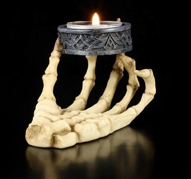 Skeleton Hand Tealight Holder 2er Set - Candle Holder Skeleton Gothic Skull Deco - Image 4 of 4