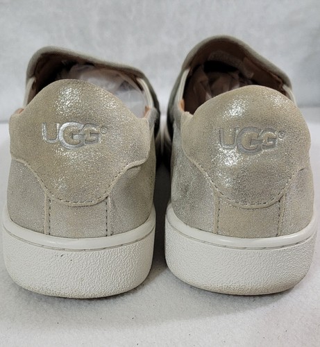 UGG Women's Silver Shimmer Slip On Flat Shoes Round Toe Leather Upper Size 8 - Picture 5 of 8
