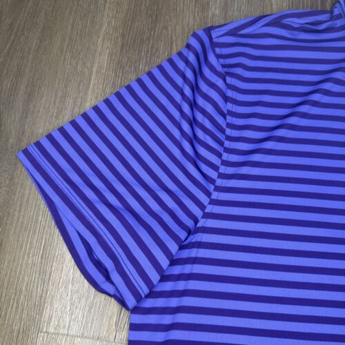 G/Fore Mens LARGE Blue Purple Polo Shirt Tiburon Naples Performance Golf Striped - Picture 2 of 10