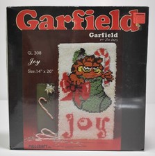 Garfield Latch Hook Kit Christmas Joy Stocking 14x26 Vtg 1978 Rug Wall Sealed