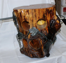Holz Klotz Weinregal aus alter Eiche Handgefertigt 35cm x 24cm H&ouml;he: 46cm