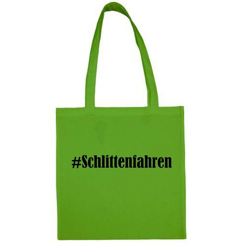Tasche Beutel Baumwolltasche #Schlittenfahren Hashtag Einkaufstasche Schulbeutel - Bild 4 von 12