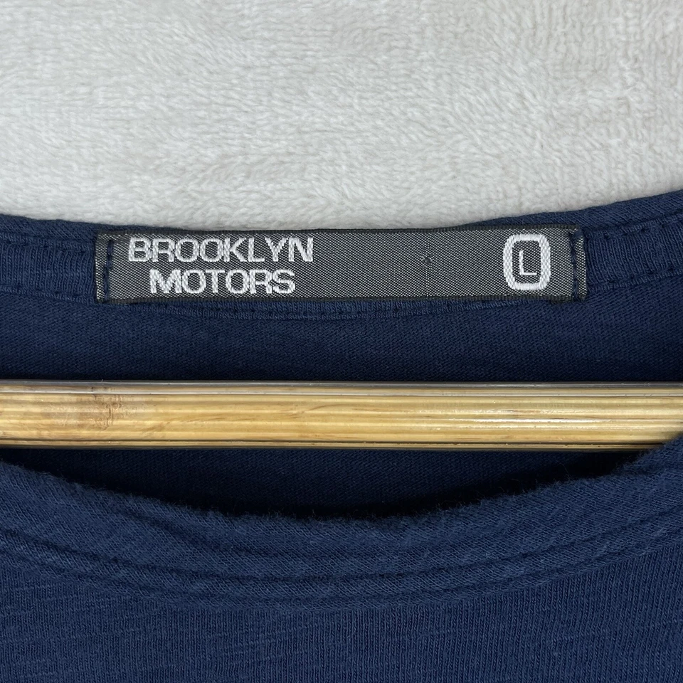 Brooklyn Motors Para Hombre Grande 100% Algodón 2 Caras Manga Larga Camiseta Motociclista EE. UU. Foto 4 de 4