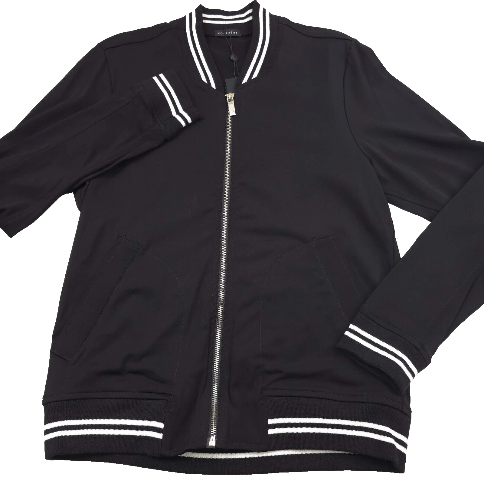 $438 Monfrere Maverick Black & White Bomber Jacket Mens Size Medium image 1