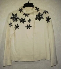 Clothes Real Saks Fifth Avenue Cardigan Sweater Women L Off White Wool Blend