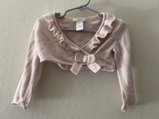 Janie and Jack Pink Bow Ruffle Crop Sweater Cardigan12 18 12-18 Months