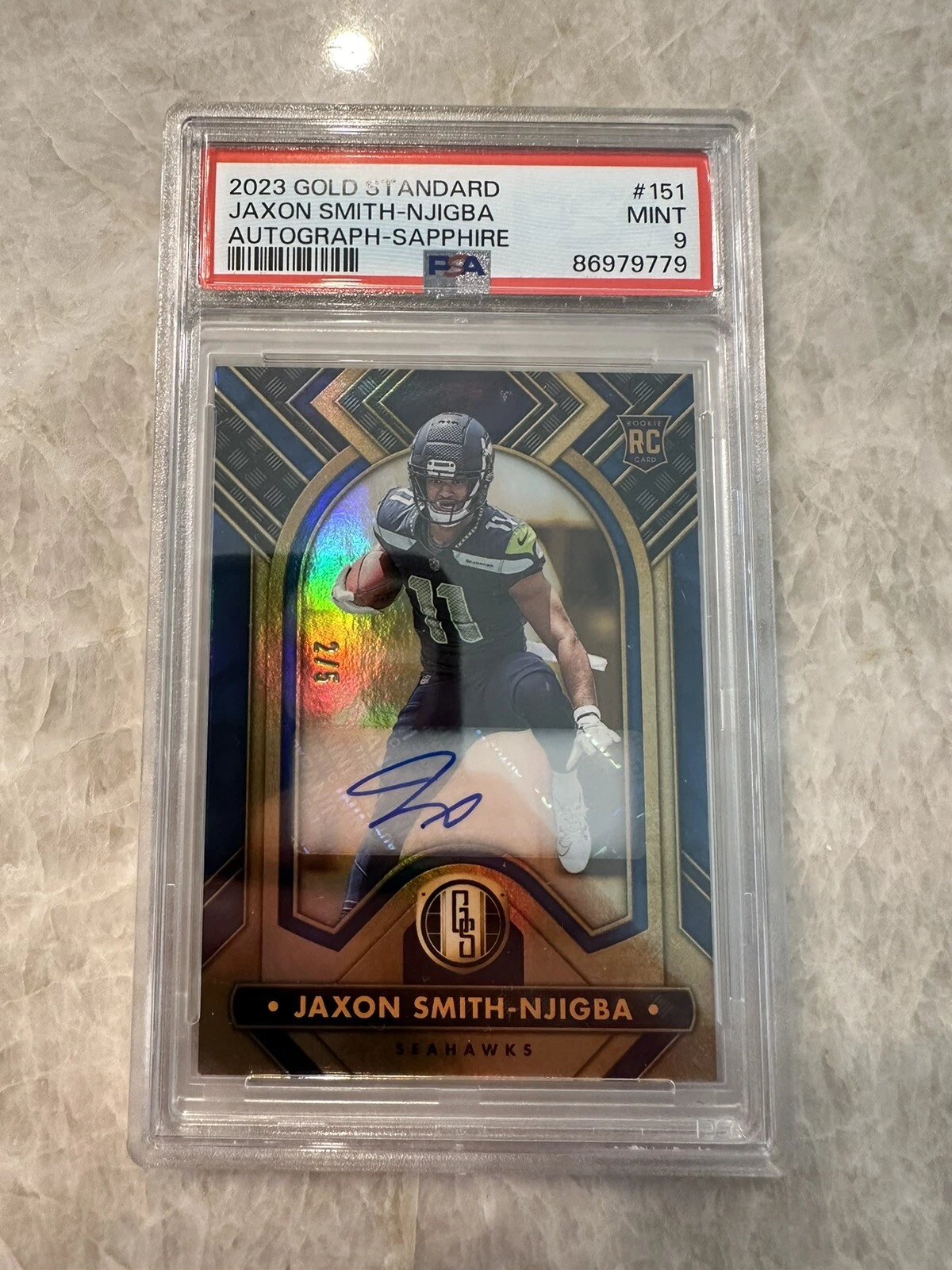 Jaxon Smith-Njigba Panini Gold Standard #151 Autograph-Sapphire