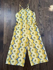Appaman Girls Romper in Gray & Yellow Lemon Print Size 10