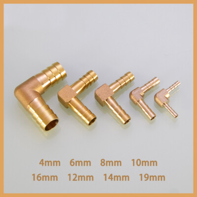 90 Degree Pipe Fitting L Right Angle Elbow Brass Barb Connector Fuel Hose Joiner