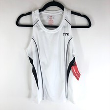 TYR Womens Competitor Tank Top Mesh Athletic Triathalon Running White M