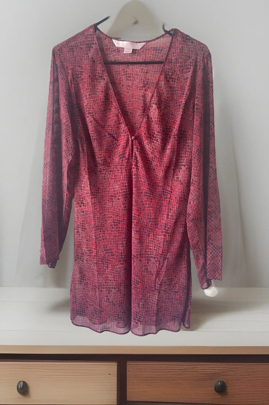 UNDERCOVER Abito copricostume Victoria's Secret Y2K vintage rosso stampa serpente chiffon lingerie SM