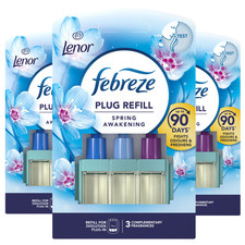 3 x Febreze Plug Refill Spring Awakening Odour Fighting 3vol Plug-In System