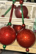 4 Kurt S. Adler Kringle Glass Ornaments Christmas Green/ Red Large 9” Box