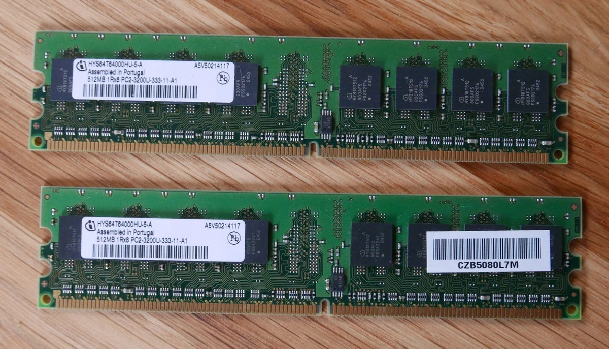 Hynix Computer RAM 512 MB Capacity per Module 2 Modules for sale
