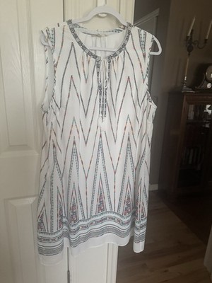 My Danielle 2XL Plus Multi color sleeveless Poly Long Shirt/Short Dress V neck