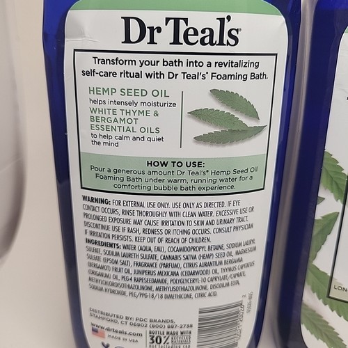 Dr Teal's 34 Oz Hemp Seed Oil Foaming Bath With Pure Epsom Salt, 2 Pack - Picture 3 of 5