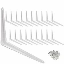 20 Pcs 10" x 12" inch Utility Metal Wall Shelf Corner Bracket Support White LOT