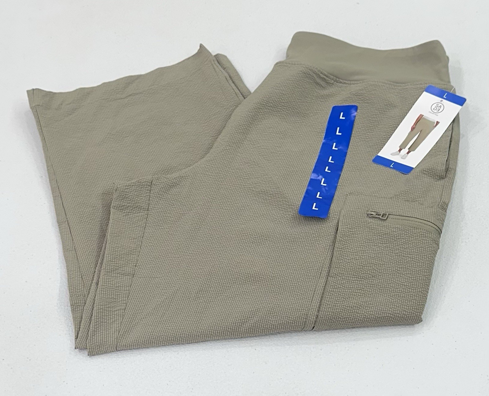 Sage Collective Women's Capri Zip Cargo Pockets Pants, Green, Size L