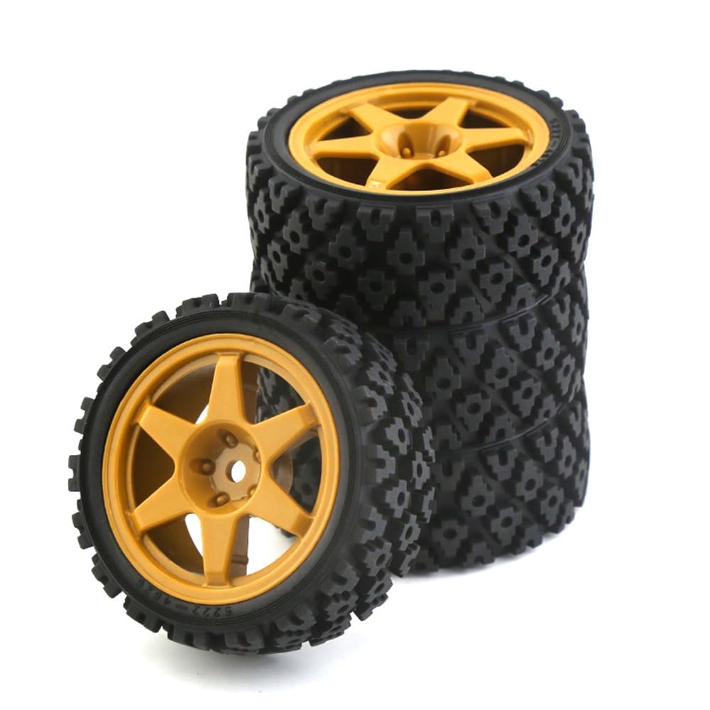 1/10 RC On Road Tires Rubber Rally Tyres and Wheels Rims 12mm Hex for 1/10 Sc...