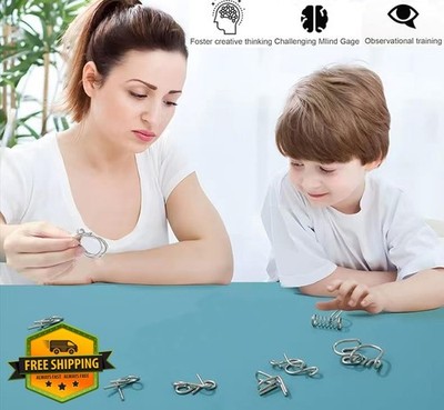 GEKELI 24 Metal Wire Puzzle Set IQ Test Disentangle Game Adults Kids