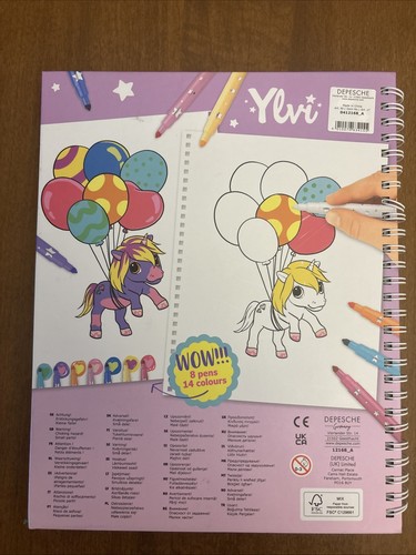 Crea tu libro para colorear unicornio estuche para lápices Ylvi de Depesche con 8 bolígrafos - Imagen 2 de 5
