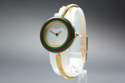 Gucci 11/12.2 Women's Gold Plated Bezel White Dial Watch for sale