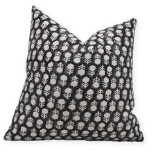 Handmade Block Print 20X20 Inch Duck Canvas Cotton 20" x 20" (Pack of 1) Black