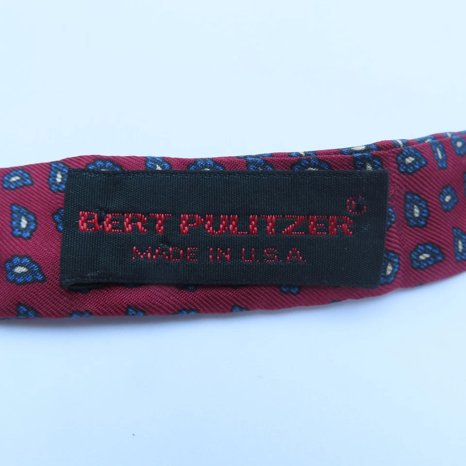 Pajarita Bert Pulitzer seda autocorbata roja azul blanca cachemira EE. UU. Foto 3 de 4