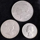 Morgan Dollar and Franklin Half Dollar Coin Lot 3 90% Silver Coins Low Reserve