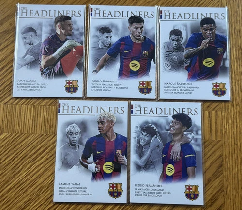 2025/26 Futera Headliners Barcelona Set (5) Lamine Yamal Pedro Fernandez RC /999